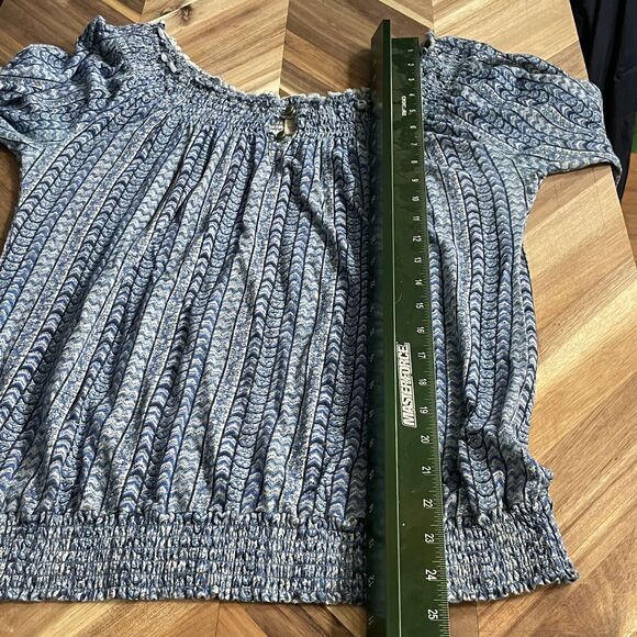 Lucky Brand Top‎ Navy Printed Cotton Blouse Boho Womens Medium - Picture 5 of 7